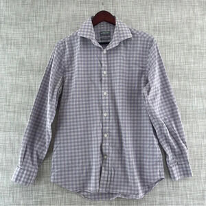 Michael Kors Slim Stretch Purple Plaid Long Sleeve Dress Shirt Mens M